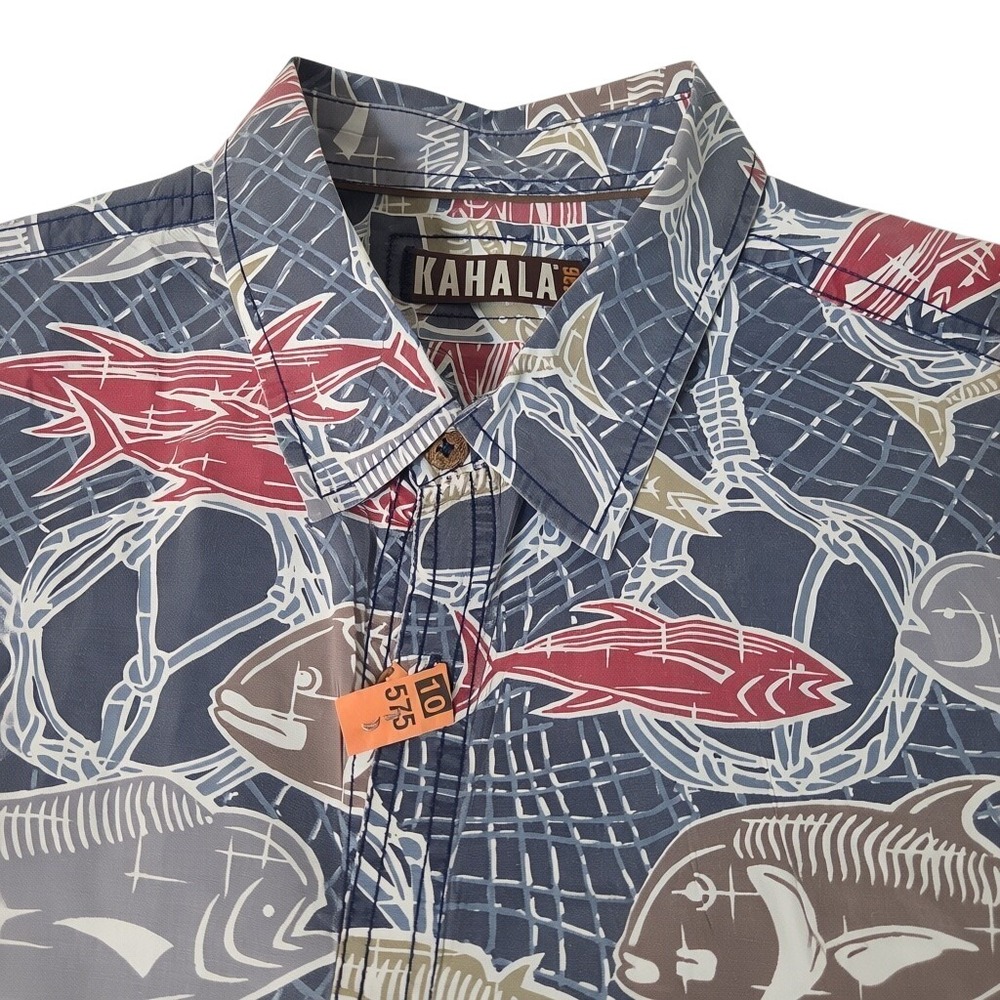 Kahala Button Down Shirt Men 2XL Multicolor Lot of 3 Aloha Tropical Fish Tiki - Picture 6 of 12